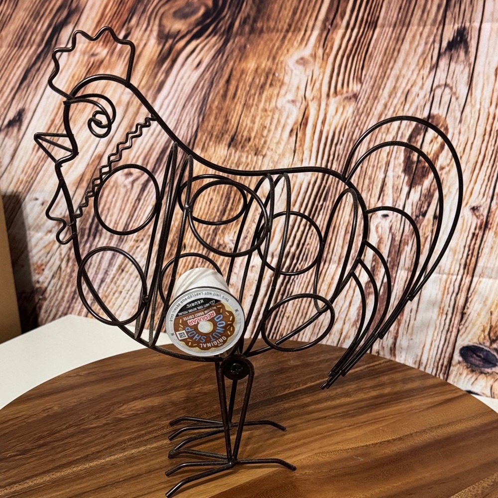 Wire Rooster Coffee Pod Holder - Black